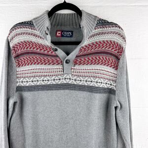 Chaps Gray Fair Isle Sweater Classic Winter Knit Size‎ S